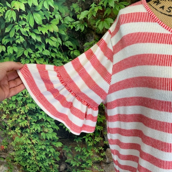 PLEIONE Striped Knit Bell Sleeve Sweater, XL - Picture 3 of 7